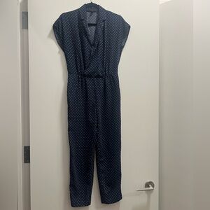 J. Crew Dark Blue Dotted Jumpsuit